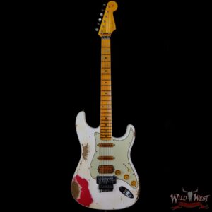 Fender Custom Shop Wild West White Lightning Stratocaster Floyd Rose Heavy Relic Maple Board 21 Frets Fiesta Red - Image 3