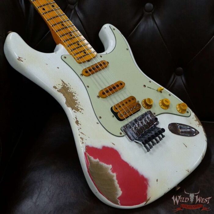 Fender Custom Shop Wild West White Lightning Stratocaster Floyd Rose Heavy Relic Maple Board 21 Frets Fiesta Red - Image 8