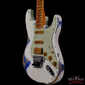 Fender Custom Shop Wild West White Lightning Stratocaster Floyd Rose Maple Board 21 Frets Heavy Relic Lake Placid Blue - Image 2