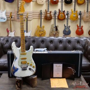 Fender Custom Shop Wild West White Lightning Stratocaster Floyd Rose Maple Board 21 Frets Heavy Relic Lake Placid Blue - Image 6