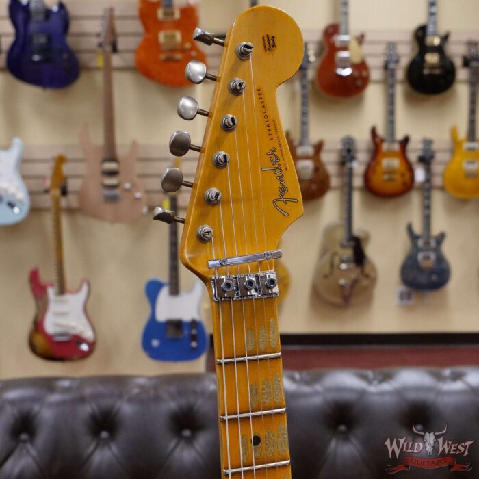 Fender Custom Shop Wild West White Lightning Stratocaster Floyd Rose Maple Board 21 Frets Heavy Relic Lake Placid Blue - Image 7