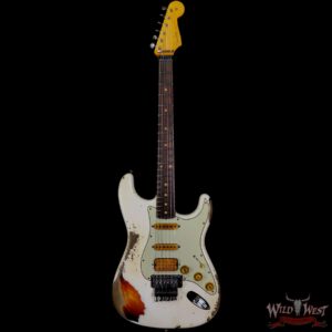 Fender Custom Shop Wild West White Lightning Stratocaster Floyd Rose Rosewood Board 21 Frets Heavy Relic 3 Tone Sunburst - Image 3