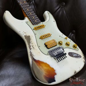 Fender Custom Shop Wild West White Lightning Stratocaster Floyd Rose Rosewood Board 21 Frets Heavy Relic 3 Tone Sunburst - Image 8