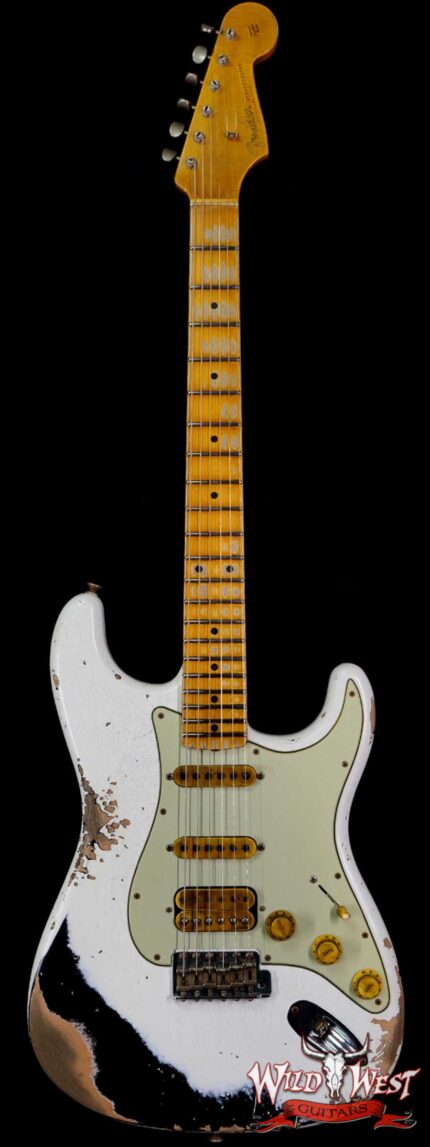 Fender Custom Shop Wild West White Lightning 2.0 Stratocaster Heavy Relic Maple Fingerboard 21 Frets Black