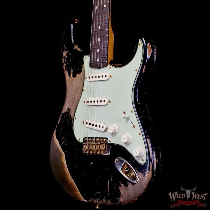 Fender Custom Shop Wild West Guitars 25th Anniversary 1960 Stratocaster Madagascar Rosewood Fretboard Heavy Relic Black 7.80 LBS - Image 2