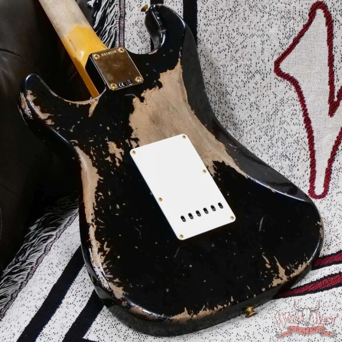 Fender Custom Shop Wild West Guitars 25th Anniversary 1960 Stratocaster Madagascar Rosewood Fretboard Heavy Relic Black 7.80 LBS - Image 12