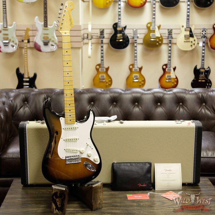 Fender USA Eric Johnson Signature Stratocaster Thinline Semi-Hollow Body 2 Tone Sunburst - Image 4
