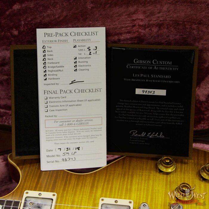 Gibson Custom Shop 1959 Les Paul VOS Hand Selected Killer Top Brazilian Rosewood Board Dirty Lemon8.80 LBS - Image 8