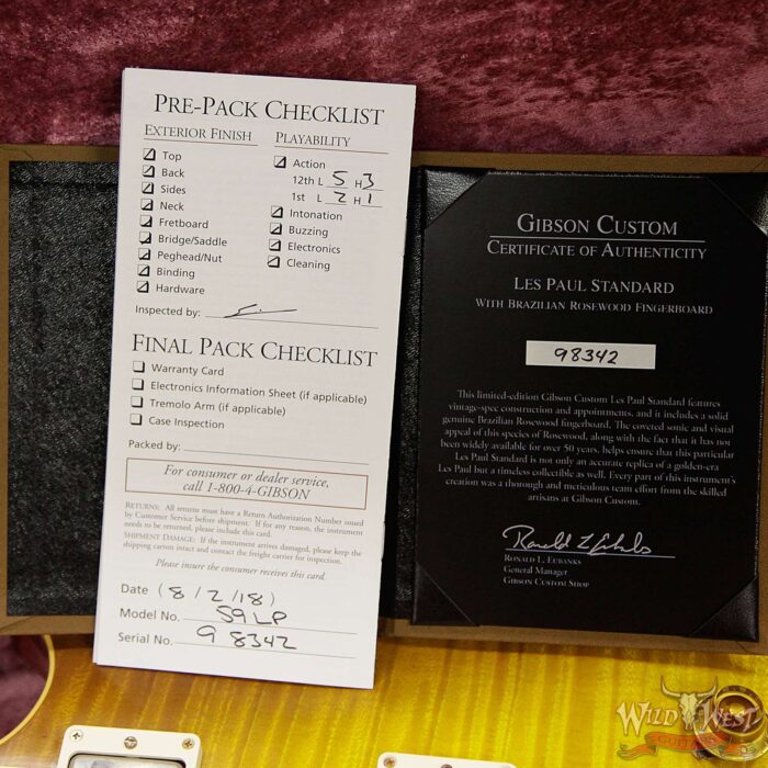 Gibson Custom Shop 1959 Les Paul VOS Hand Selected Killer Top Brazilian Rosewood Board Dirty Lemon 8.65 LBS - Image 12