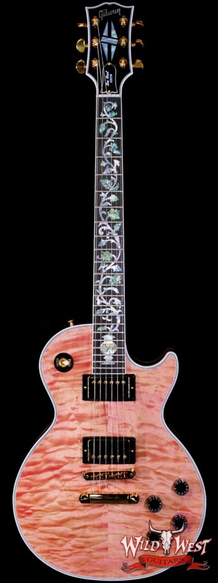 Gibson Custom Shop M2M Les Paul Custom Faded Chablis Pink 3A Quilt Maple Top Tree of Life Inlay 9.35 LBS