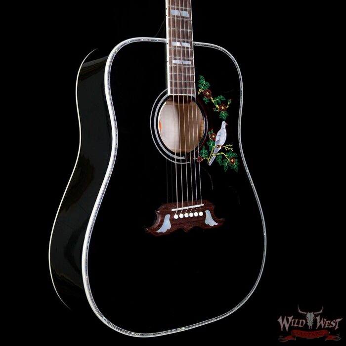 Gibson Custom Shop Dove Abalone Custom Ebony Acoustic-Electric Guitar - Image 4