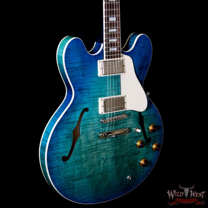 Gibson Memphis ES-335 Figured 2018 Dark Rosewood Fretboard Aquamarine - Image 4