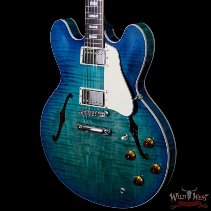Gibson Memphis ES-335 Figured 2018 Dark Rosewood Fretboard Aquamarine - Image 2