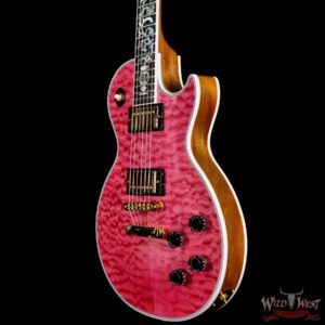 Gibson Custom Shop M2M Hand Selected 5A Quilt Maple Top Les Paul Custom Ebony Board with Tree of Life Inlay Chablis Pink - Image 2