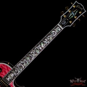 Gibson Custom Shop M2M Hand Selected 5A Quilt Maple Top Les Paul Custom Ebony Board with Tree of Life Inlay Chablis Pink - Image 4