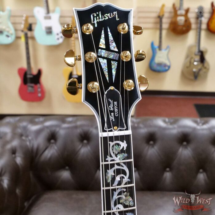 Gibson Custom Shop M2M Hand Selected 5A Quilt Maple Top Les Paul Custom Ebony Board with Tree of Life Inlay Chablis Pink - Image 7