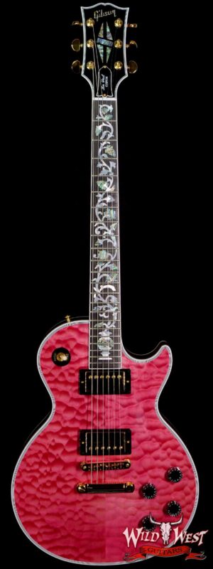 Gibson Custom Shop M2M Hand Selected 5A Quilt Maple Top Les Paul Custom Ebony Board with Tree of Life Inlay Chablis Pink