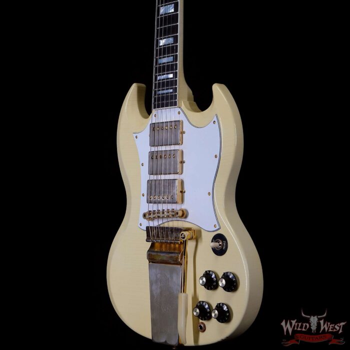 Gibson Custom Shop Jimi Hendrix 1967 SG Custom Aged Polaris White - Image 2