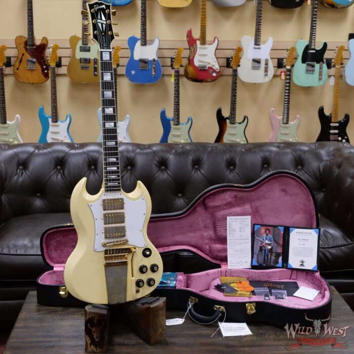 Gibson Custom Shop Jimi Hendrix 1967 SG Custom Aged Polaris White - Image 6
