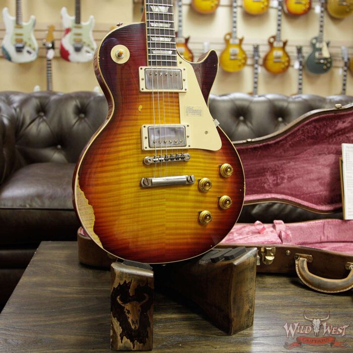 Gibson Custom Shop Historic 1959 Les Paul Heavy Aged Hand Selected Killer Top Brazilian Rosewood Board Vintage Cherry 8.10 Pounds - Image 12
