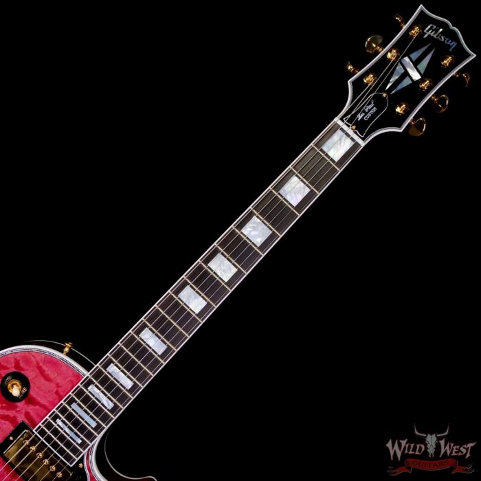 Gibson Custom Shop M2M Les Paul Custom Trans Pink 5A Quilt Maple Top 1-Piece Mahogany Body 9.65 LBS - Image 4
