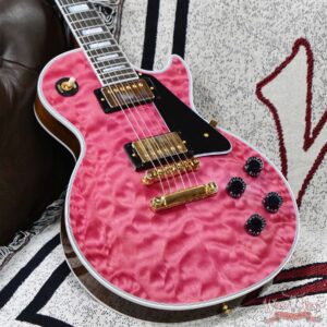 Gibson Custom Shop M2M Les Paul Custom Chablis Pink 5A Quilt Maple Top 1-Piece Mahogany Body 9.60 LBS - Image 8