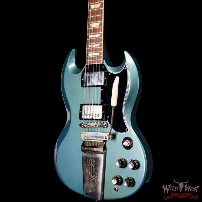 Gibson Custom Shop M2M 1964 SG Standard Reissue With Maestro Vibrola Gloss Antique Pelham Blue 7.10 LBS (Blem) - Image 2