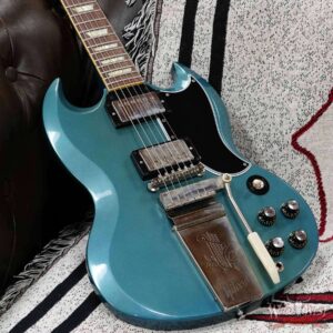 Gibson Custom Shop M2M 1964 SG Standard Reissue With Maestro Vibrola Gloss Antique Pelham Blue 7.10 LBS (Blem) - Image 9