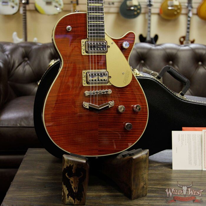 Gretsch G6228FM Players Edition Jet V-Stoptail Flame Maple Ebony Fingerboard Bourbon Stain - Image 6