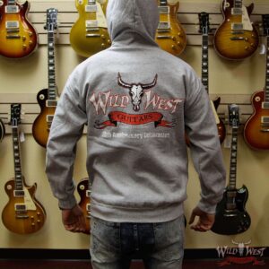 Wild West Guitars 20th Anniversary Zip Hoodie Black/Gray/Navy Blue - Image 4
