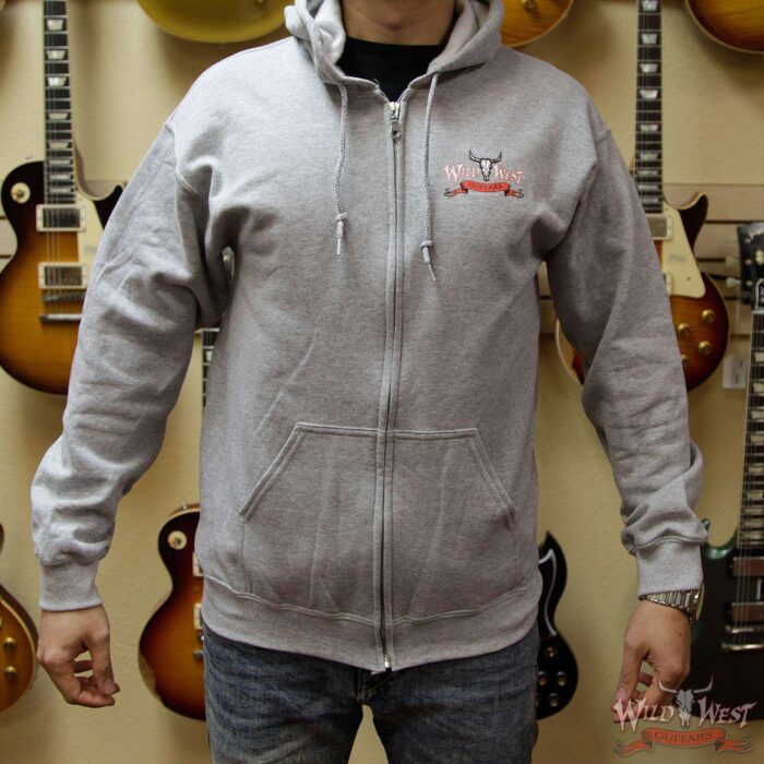 Wild West Guitars 20th Anniversary Zip Hoodie Black/Gray/Navy Blue - Image 5