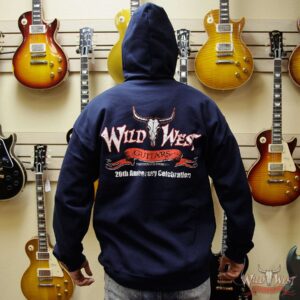 Wild West Guitars 20th Anniversary Zip Hoodie Black/Gray/Navy Blue - Image 6