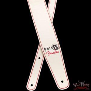 2023 Fender John 5 Leather Strap White and Red - Image 3
