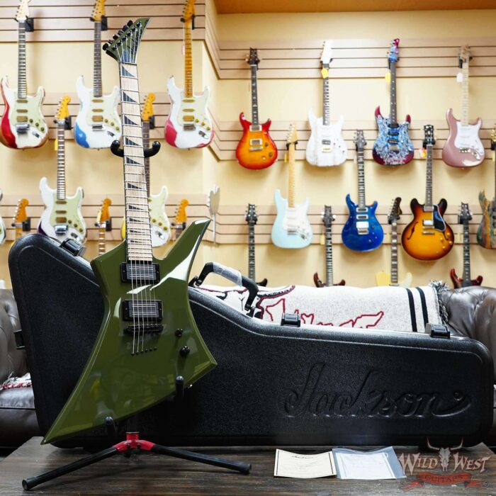 Jackson Custom Shop Limited Edition Kelly KE2H TOM Adjust-o-Matic Bridge Bare Knuckle Pickups Olive Drab Green 8.00 LBS - Image 5
