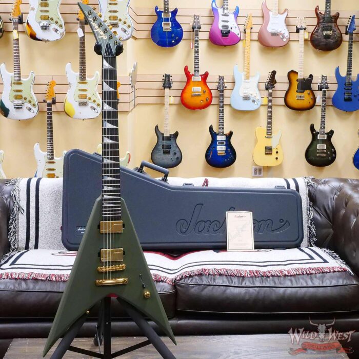 Jackson USA Custom Shop Limited Edition King V Fishman Fluence Modern Humbuckers TOM Bridge NOS Satin Olive Drab - Image 6
