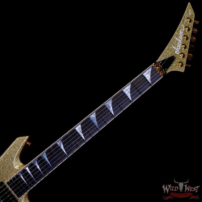Jackson Custom Shop Warrior Dual Humbucker Floyd Rose Ebony Fingerboard NOS Gold Sparkle with Gold Hardware 8.10 LBS - Image 4