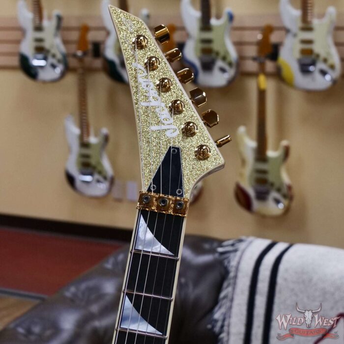 Jackson Custom Shop Warrior Dual Humbucker Floyd Rose Ebony Fingerboard NOS Gold Sparkle with Gold Hardware 8.10 LBS - Image 7