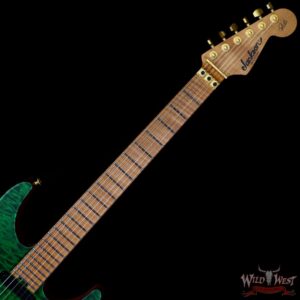 Jackson Custom Shop USA Signature Phil Collen PC Satin Stain Caramelized Flame Maple Fingerboard Satin Transparent Green - Image 4
