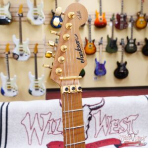 Jackson Custom Shop USA Signature Phil Collen PC Satin Stain Caramelized Flame Maple Fingerboard Satin Transparent Green - Image 7