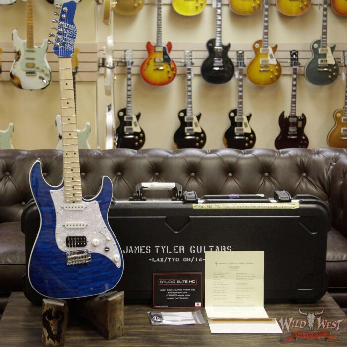 James Tyler NAMM Studio Elite HD HSS w/ Midboost Preamp Alder Body Quilt Maple Top Transparent Blue - Image 6