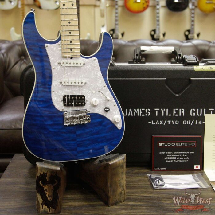 James Tyler NAMM Studio Elite HD HSS w/ Midboost Preamp Alder Body Quilt Maple Top Transparent Blue - Image 8