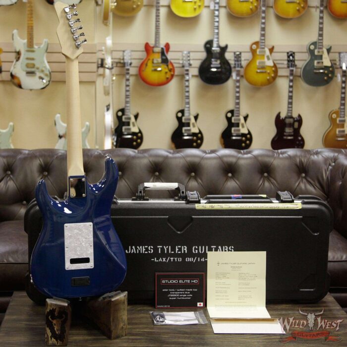 James Tyler NAMM Studio Elite HD HSS w/ Midboost Preamp Alder Body Quilt Maple Top Transparent Blue - Image 9