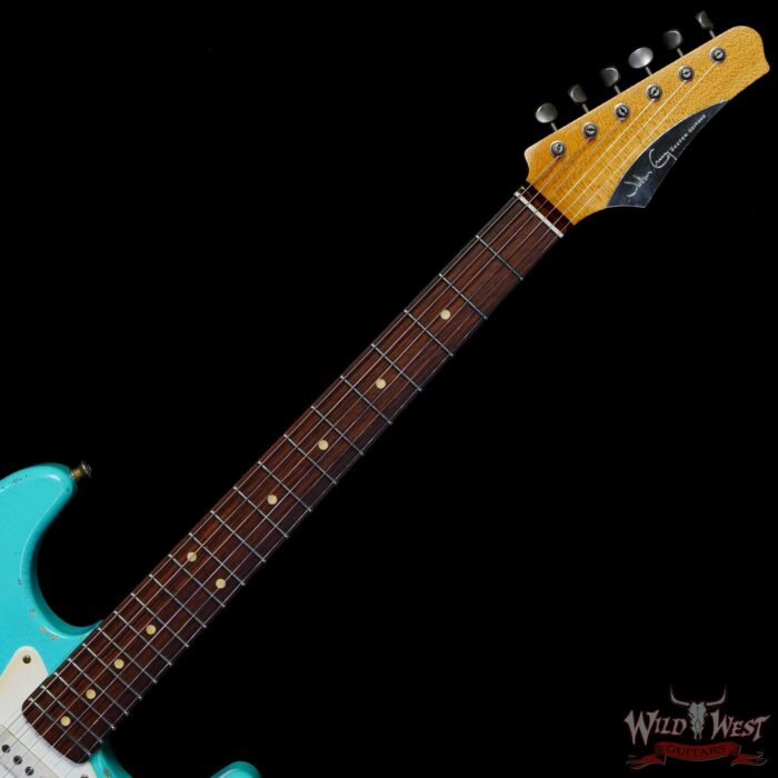 John Cruz Custom Guitars Premier Fifty Crossville ST Regal Turquoise with India Ivory Strip - Image 4