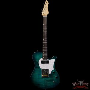 John Page Classic USA AJ Flame Maple Top Rosewood Fingerboard P90/Humbucker Trans Aqua - Image 3