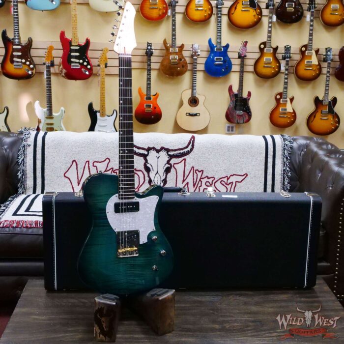 John Page Classic USA AJ Flame Maple Top Rosewood Fingerboard P90/Humbucker Trans Aqua - Image 6