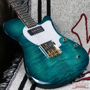 John Page Classic USA AJ Flame Maple Top Rosewood Fingerboard P90/Humbucker Trans Aqua - Image 8