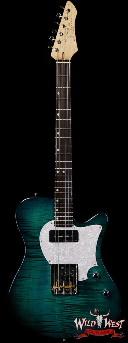John Page Classic USA AJ Flame Maple Top Rosewood Fingerboard P90/Humbucker Trans Aqua