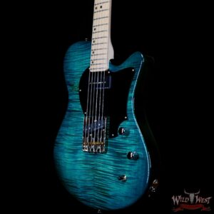 John Page Classic USA AJ Flame Maple Top Maple Fingerboard P90/Humbucker Trans Aqua - Image 2