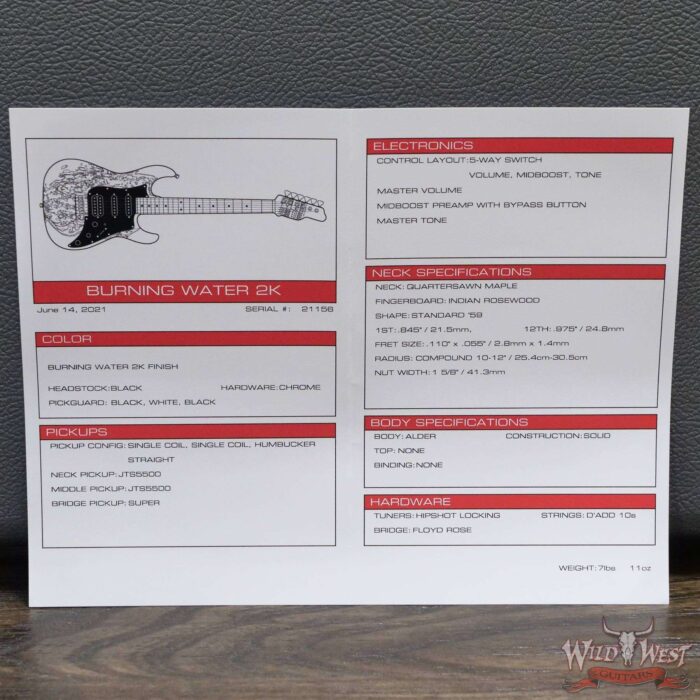 James Tyler USA Studio Elite Burning Water 2K Floyd Rose Rosewood Fingerboard with Midboost Preamp - Image 12