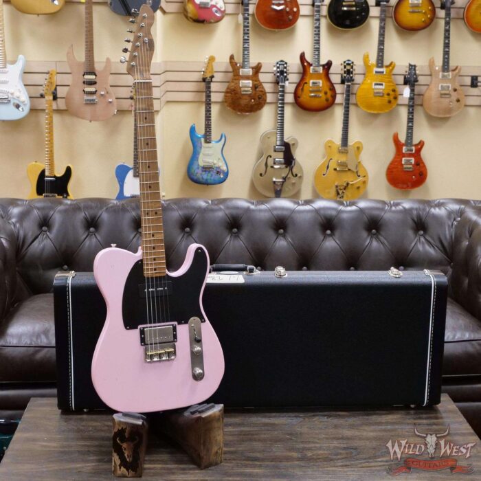 LsL T-Bone One Alder Body with Roasted Maple Neck P90 and Humbucker Light Aging Ice Pink - Image 6